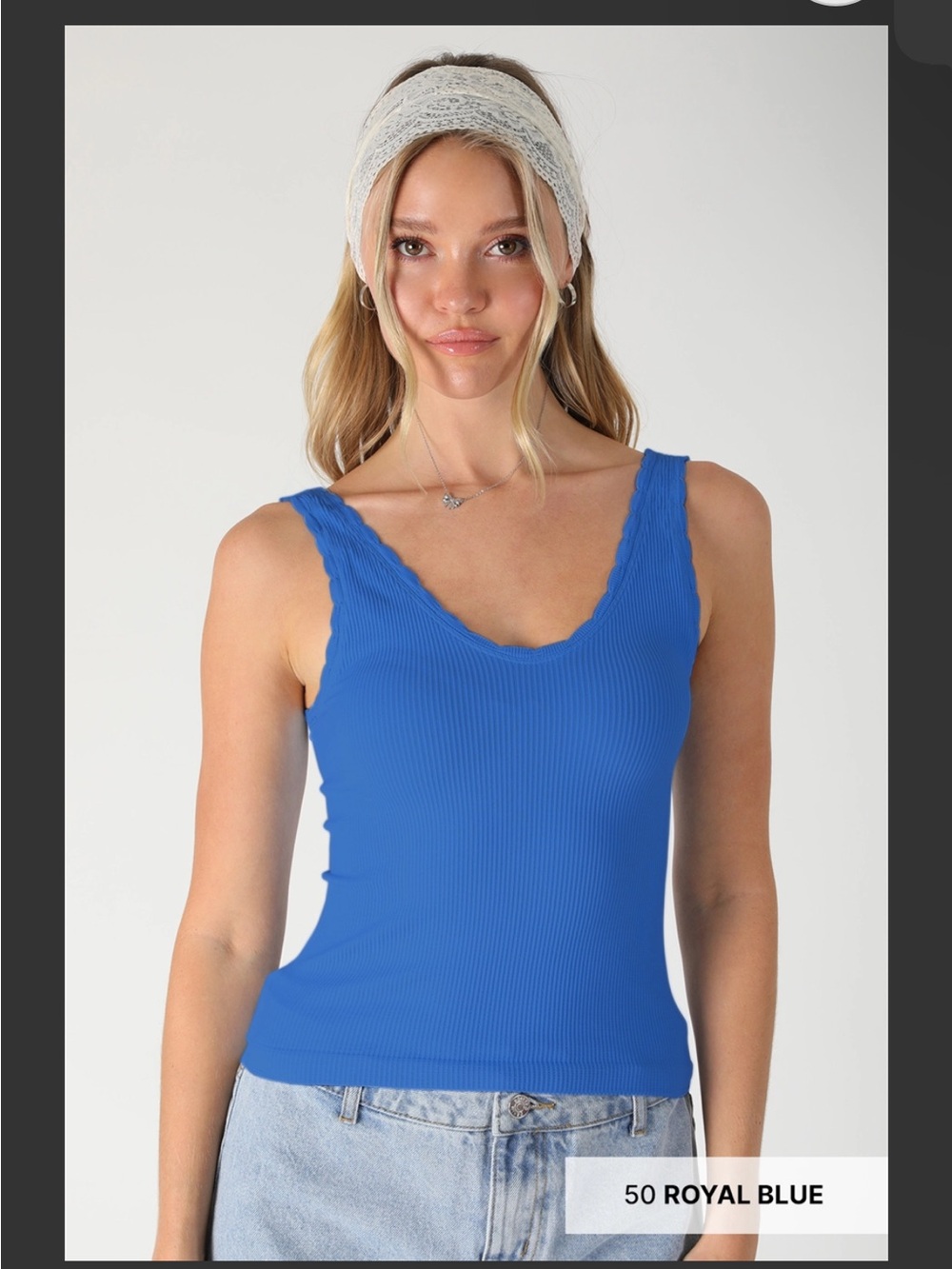 Nikibiki Reversible Scallop Edge Tank. Royal Blue color BRAND NEW no tags